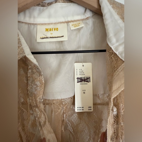 NWT Maeve Anthropologie Lace Buttondown Top - Picture 4 of 6